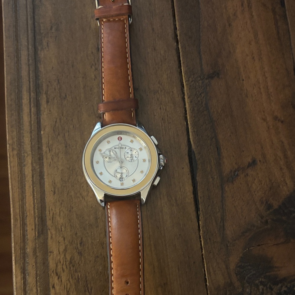 Michele Cape Chrono watch w/ topaz hour markers